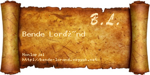Bende Loránd névjegykártya